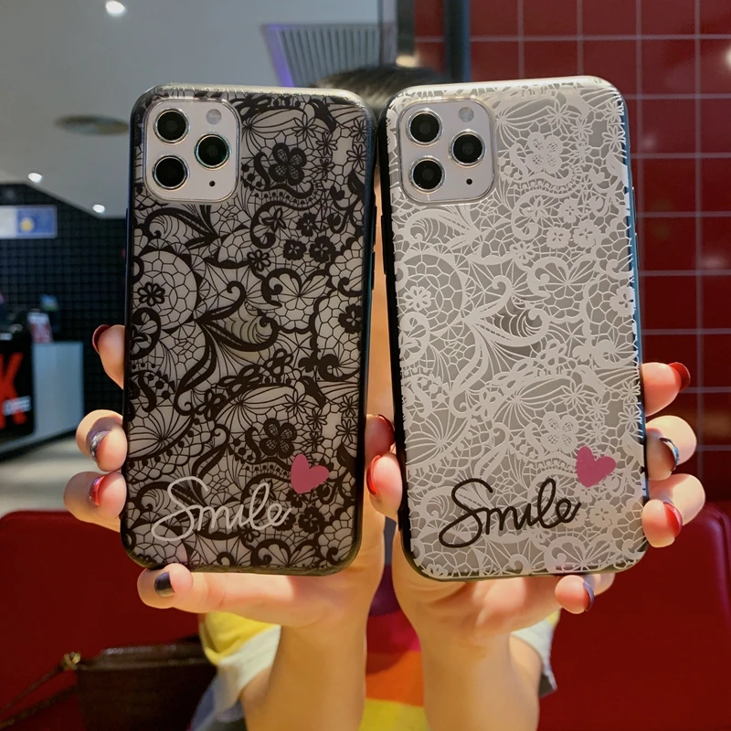 Чехол для Телефона iPhone X 10 SE 11 Pro 6 6s 7 8 Plus XR XS Max Шелковый кружевной Цветочный узор