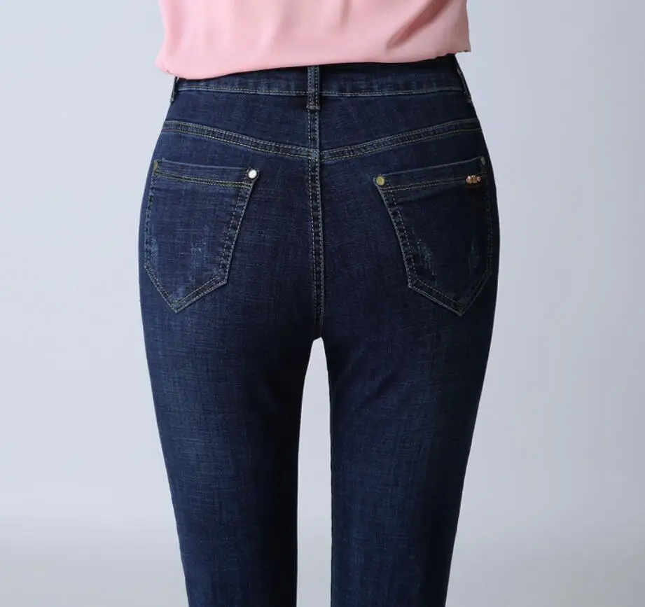 27-38 размер Осенние Брендовые женские облегающие джинсы прямые с высокой талией из хлопка размера плюс джинсы женские s брюки для женщин джинсы
