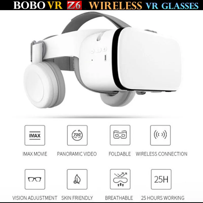 Bobo vr z6 sem Fio Óculos 3d Caixa de Realidade Virtual Google Papelão Fone de Ouvido Microfone Estéreo Capacete para 4.76.5 Smartphone Mais Joystick - Image 5