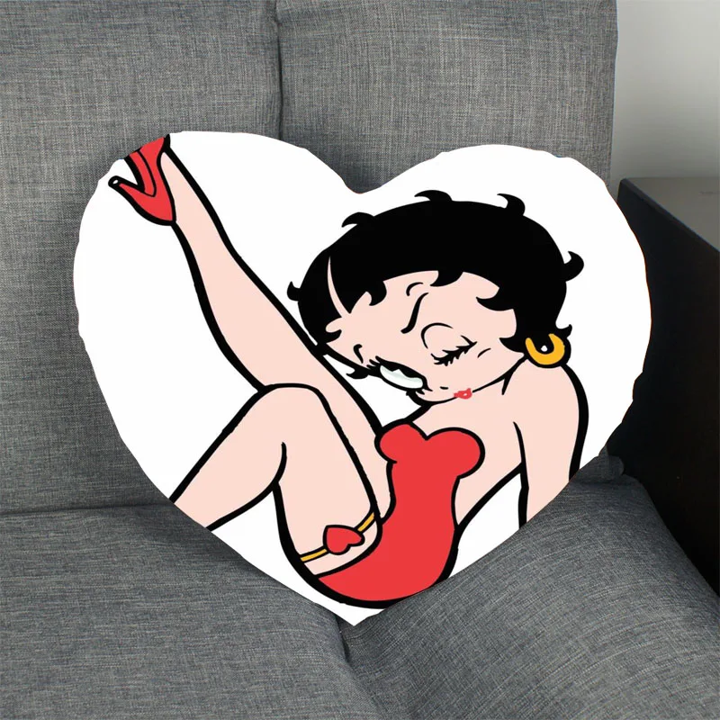 Betty Boop горячая Распродажа наволочка в форме сердца на заказ Наволочка на молнии для свадьбы для дома или офиса, декоративные, размер 41x36 см, 47x42 см - Цвет: 2