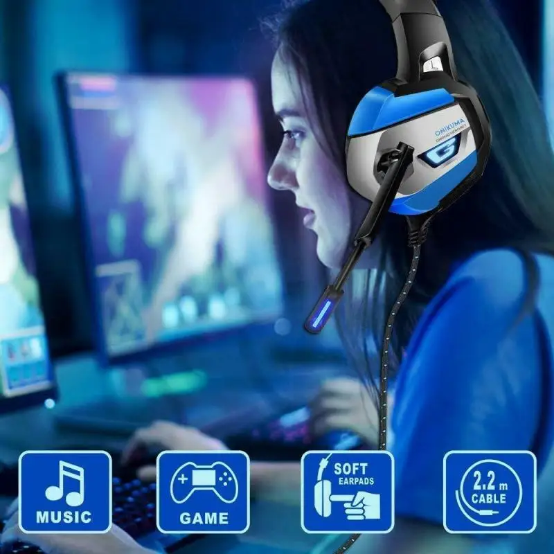 Игровая гарнитура для PS4 с глубокими басами стерео проводные Игровые наушники