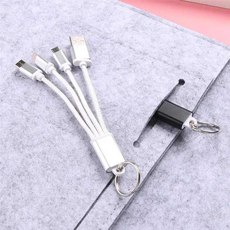 1 шт. 3 в 1 USB кабель для Android type C Micro USB брелок кабель быстрой зарядки для iPhone samsung Xiaomi для USB Кабель зарядного устройства