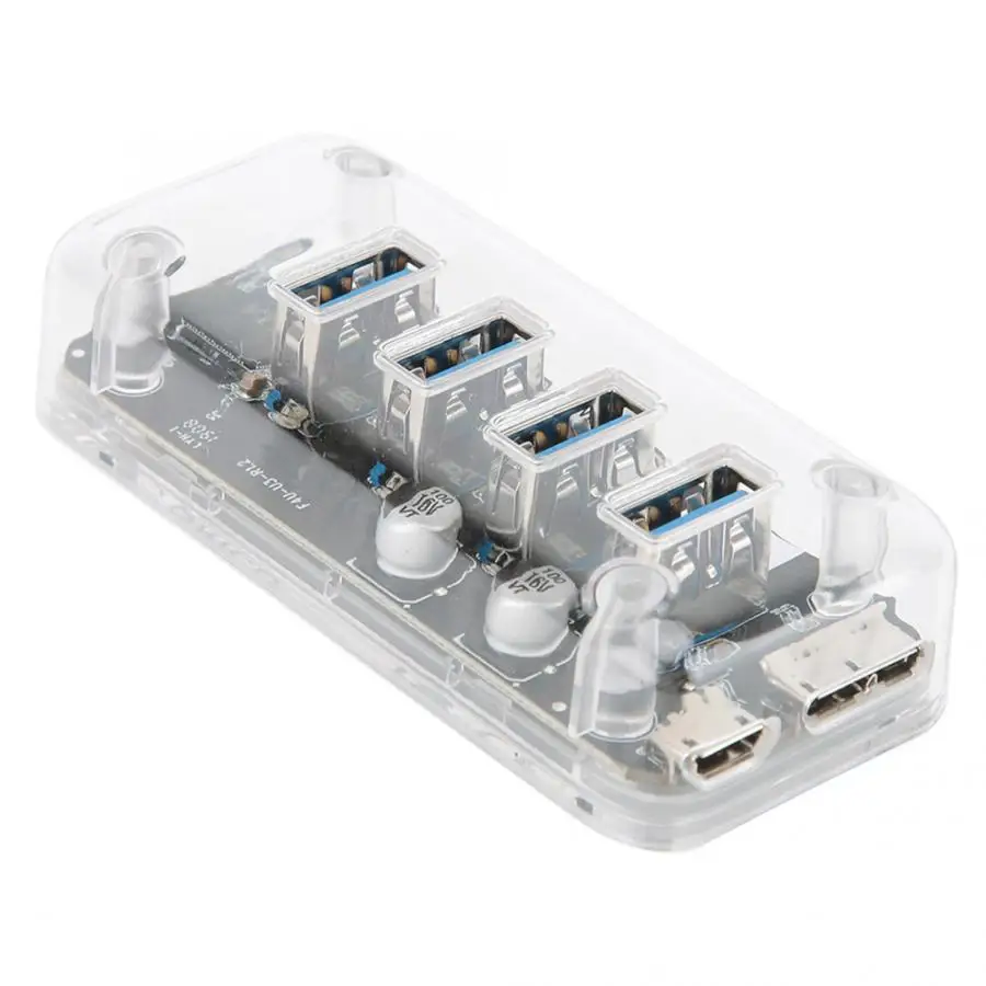 ORICO F4U-U3 USB3.0 type-A/M к USB3.0 Micro B/M 5 Гбит/с прозрачный ПК концентратор для настольного компьютера Настольный концентратор компьютера