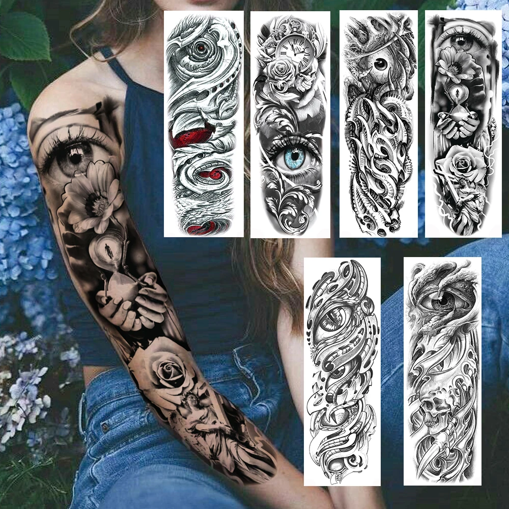 Tatuaje Temporal Largo Grande 3d Mal De Ojo Tatuajes Temporales