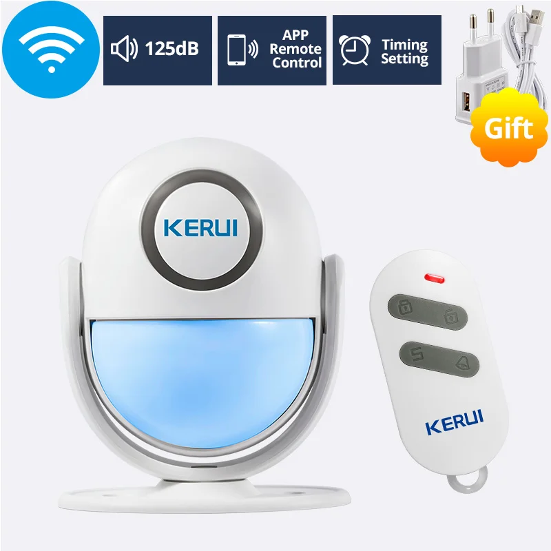 KERUI 125dB WP6 PIR Motion Alarm Door Bell Home Security APP Control Burglar Sensor Detector Welcome Doorbell SOS Alarm Systems