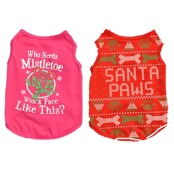 

Dog Clothes Cotton Pet Clothing for Small Medium Dogs Vest Shirt Christmas New Year Puppy Dog Costume Chihuahua Pet Vest Shirt