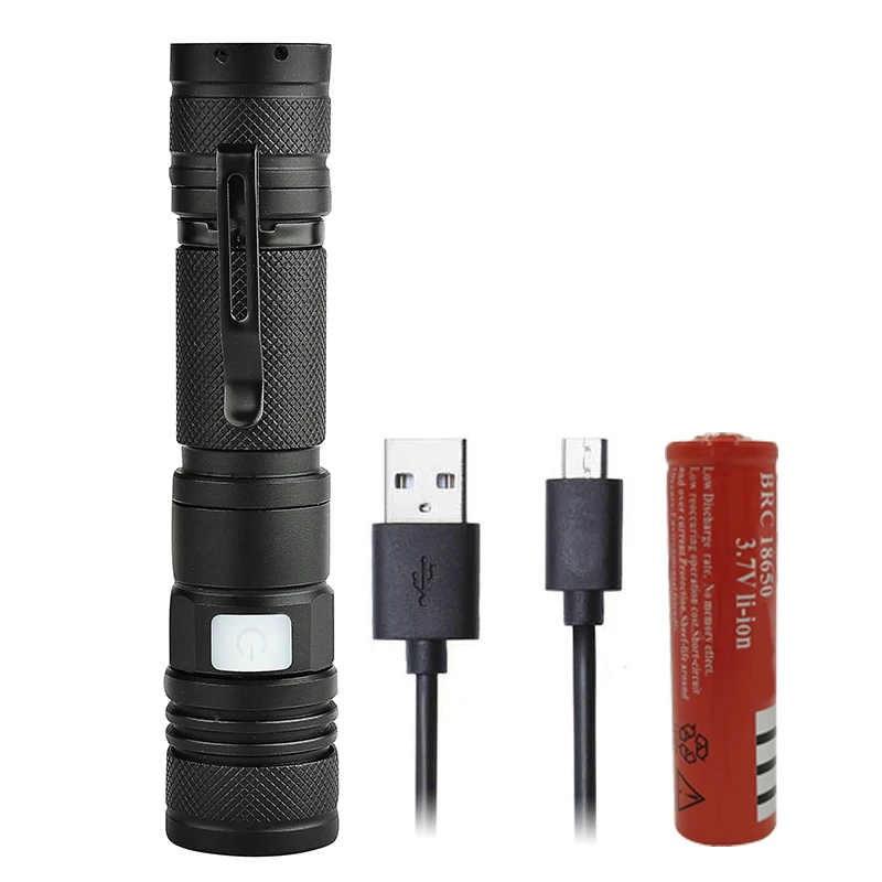 Litwod Z201301 Micro USB Rechargeable LED Flashlight Torch XML T6 Zoomable 5 Modes Aluminum Lanterna power by 18650 battery - Испускаемый цвет: Option B