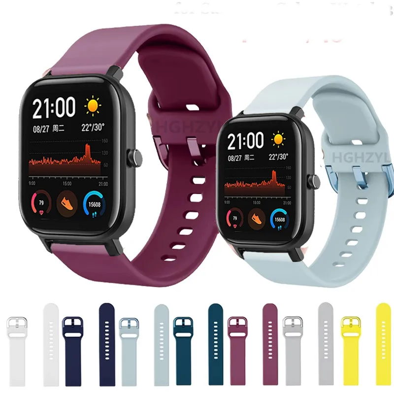 Ремешок силиконовый для Huami Amazfit GTS 2 GTR 42 мм браслет Haylou LS02 Bip BIT S/LITE/U /Pop |