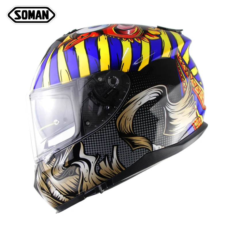Viseira Capacete Профессиональный гоночный шлем с двойным козырьком для мотоцикла, мотоцикла, велосипеда, полный шлем для лица Casco Patinete - Цвет: Pharaoh