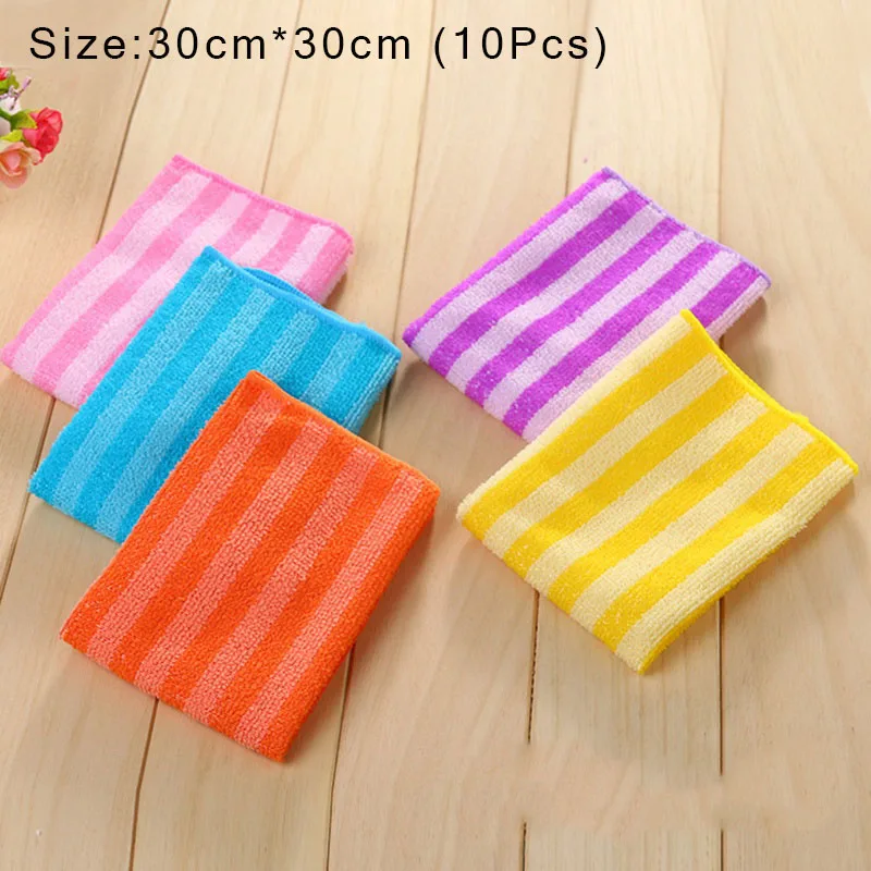 Absorbent Microfibre Kitchen Towels Dish Quick Drying Cleaning Towel Multi-purpose Dishcloth SEP99 - Цвет: 10pcs 30cmX30cm