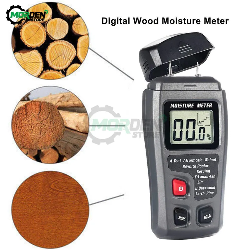 

Two Pins Digital Wood Moisture Meter 0-99.9% Wood Humidity Tester Timber Damp Detector with Large LCD Display Dropship