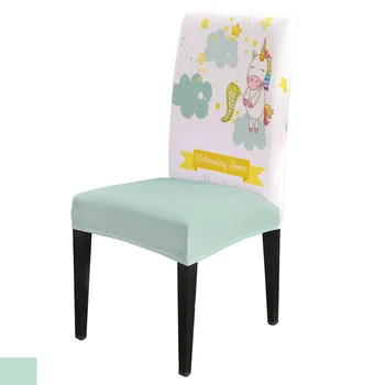 

Sweet Unicorn With Welcoming Home Chair Cover for Dining Room Chairs Covers High Back Living Room Chair Cover for Home Kitchen