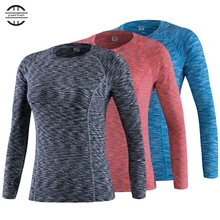 Горячая Для женщин эластичные; компрессионные колготки Костюмы Фитнес для занятий в спортзале тренировок спорт, бег, Йога Рубашка с длинными рукавами