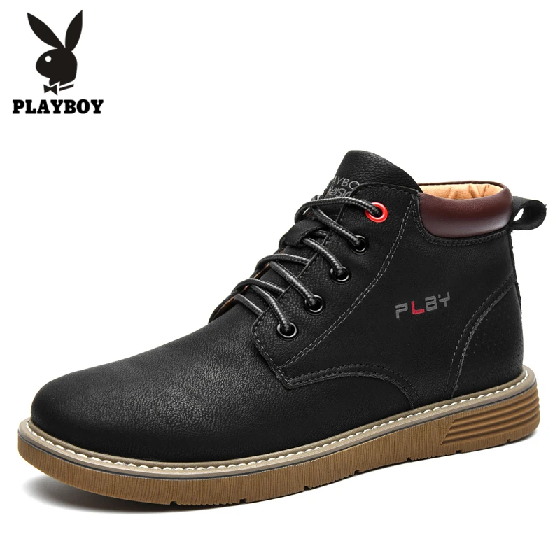 PLAYBOY/Новинка; мужские ботинки; кожаные уличные ботильоны; мужские Нескользящие ботинки на шнуровке; Британские кроссовки; Zapatos De Hombre; PL617170