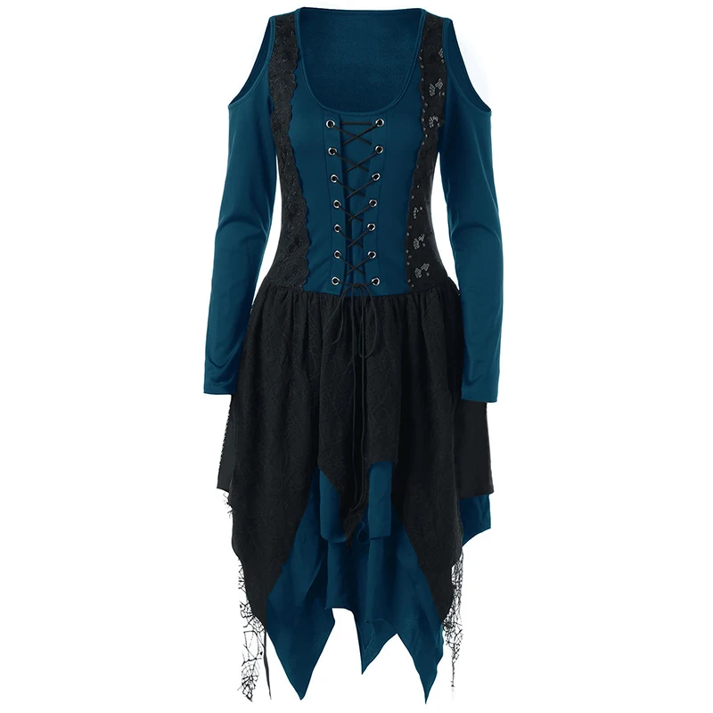 

Women Dress Cosplay Casual Off Shoulder Retro Round Neck Gothic Steampunk