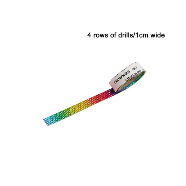 Self-Adhesive Crystal Rhinestone Diamond Ribbon DIY Decoration Sticker with Rhinestones for Arts Crafts DIY Car Phone Decoration Rainbow-1cm