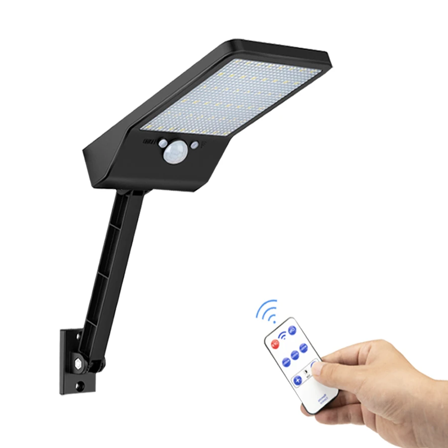 

48 LED solar garden light Outdoor Solar Power Street Wall Lamp 800 LM remote control rotate bracket PIR Motion Sensor