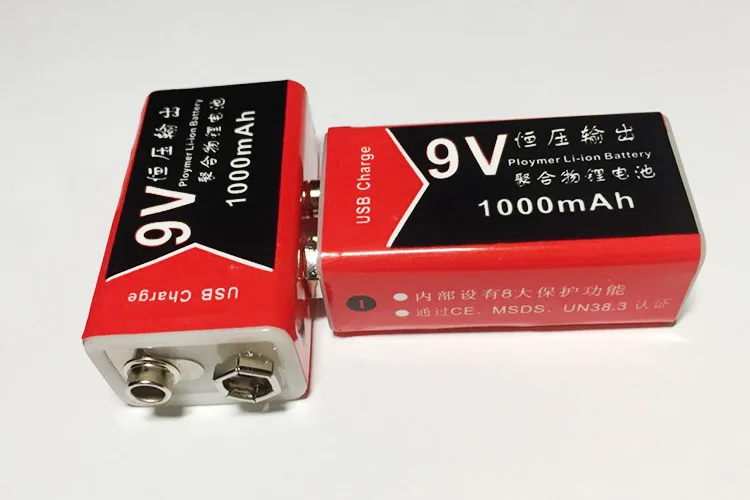 9V 1000mAh литий-ионная батарея USB зарядка 9v литиевая USB аккумуляторная батарея для мультиметра игрушечный микрофон Пульт дистанционного управления