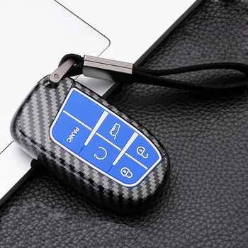 

Car Carbon Fiber Style+Silicone Car Key Case Cover Shell For Jeep Renegade Compass Grand Cherokee Chrysler 300C Wrangler Dodge
