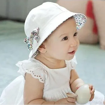 

2019 Fashion Baby Girl Hats baby boy hat Summer Two Sided Cap Hat Infant Kids Children Floral Bowknot Sun toddler hat