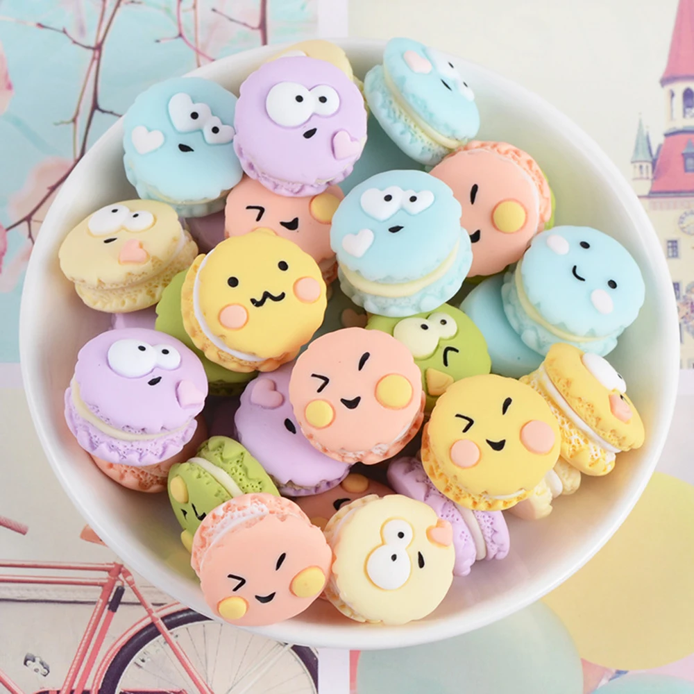 

10PCS Cartoon Simulation Resin Macaron Slime Clay Accessories Kids Toys Mobile Phone Case Necklace DIY Decoration Materials