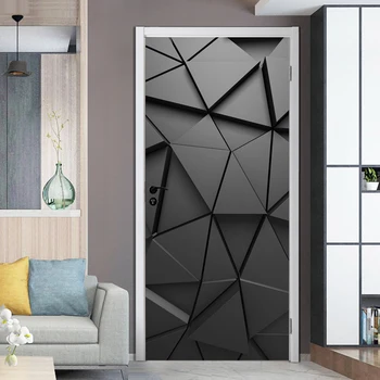 

Door Stickers Mural Removable 3D Geometric PVC DIY Multifunctional Bedroom Waterproof Home Decor Simulation For Living Room