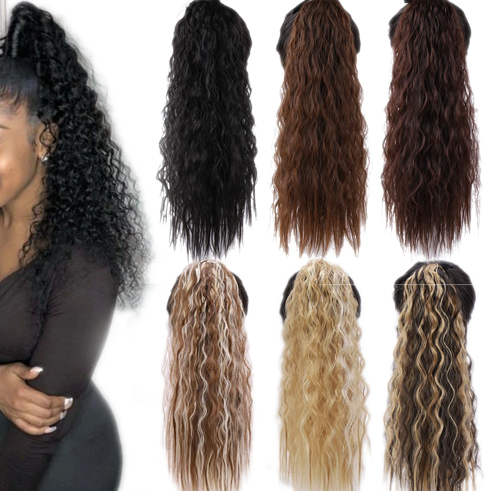

AOSI 22" 18" Long Afro Curly Synthetic Clip in Drawstring Ponytail Hairpieces For Women Fake Hair Extension Heat Resistant
