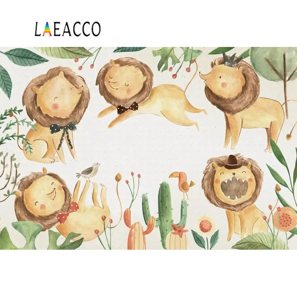 Laeacco фотофоны Happy Baby's birthday party акварельные джунгли сафари плакат новорожденный фото фон фотостудия