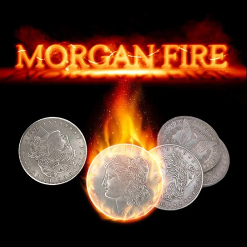 Morgan Fire Set(1 огненная монета+ 3 монеты Morgan+ 1 раковина Morgan) Волшебные трюки от одной монеты до двух магических магии крупным планом Иллюзия Prop трюк