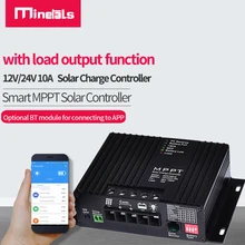 Controle solar mppt inteligente 12v/24v, 10a, com função de carregamento de saída de carga, suporte para bluetooth, app, controle com display lcd
