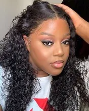 Miss-pelucas de cabello humano brasileño para mujeres negras, sin pegamento, ondas profundas rizadas, 13x4, con encaje Frontal, Frontal suizo, mojado y ondulado