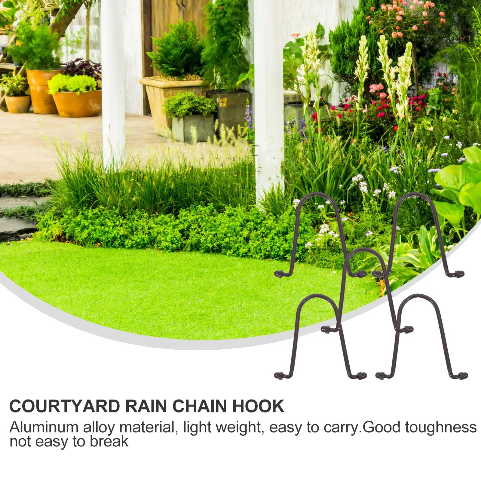 5pcs Rain Gutter Chain Hooks Aluminum Alloy Hooks for Gutter Water Down Rain Chain Garden rain lotus hook tools