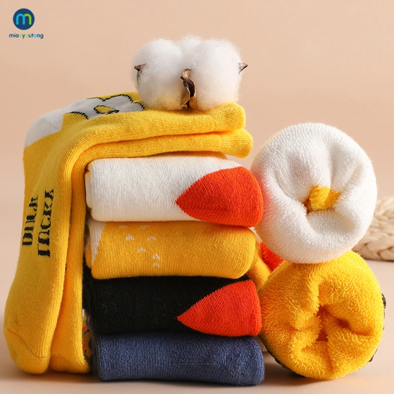 5 Pairs Toddler Thermal Kids Cotton Socks For Boys Winter Short Warm Soft Girls Thick Terry Children Snow Socks