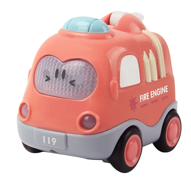 Cute Montessori Cars Toys for Baby 0 12 24 Months Friction Toy Car for Children Musical Juguetes Carro Babies Boys Gift One Year Fire Truck
