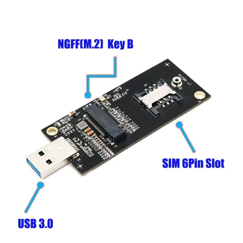 NGFF M.2 ключ B к USB 3,0 адаптер рейзер карта плата с sim-картой 6pin слот для карт