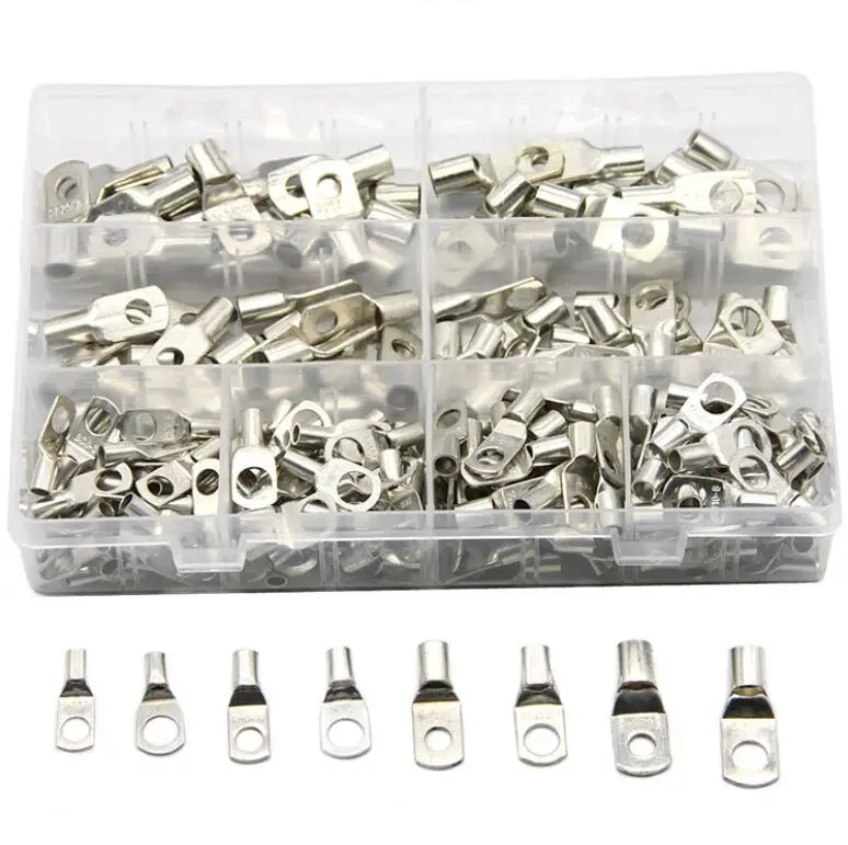 

240PCS Automotive Copper Ring Terminals Lug Electrical Wire Welding Terminals Cable Crimp Connectors Assorted Set