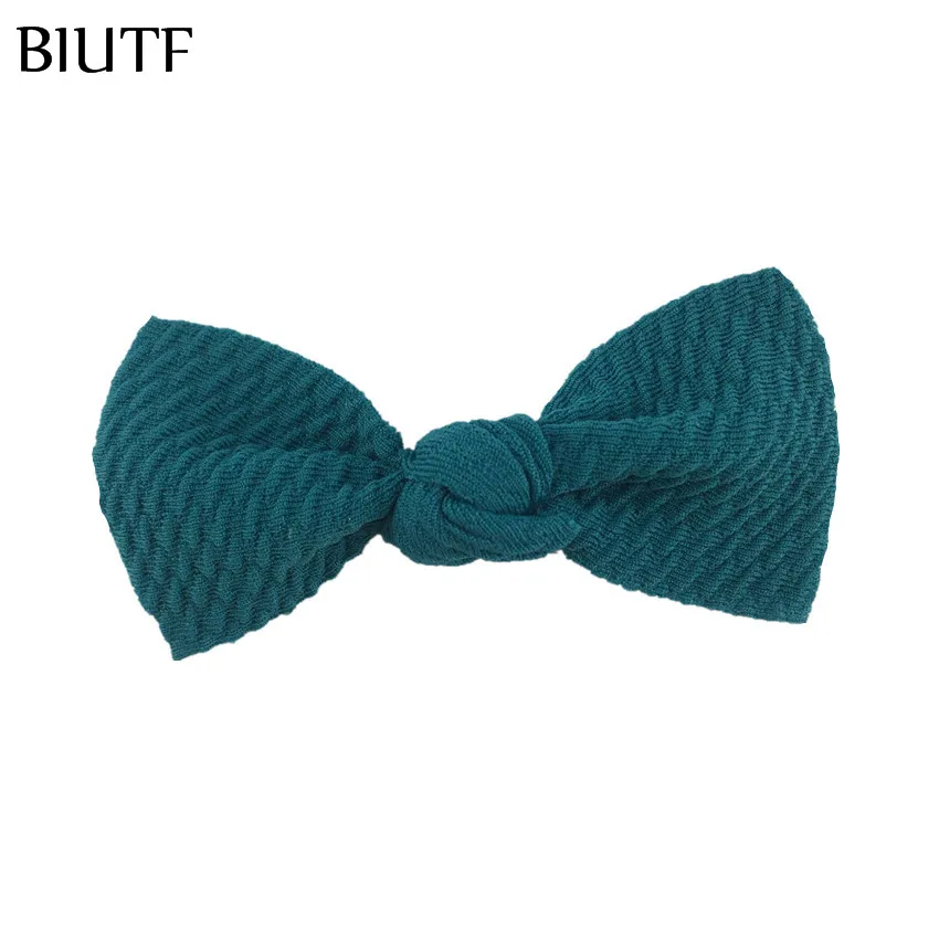 14-turquoise 100 шт./лот, Шикарные аксессуары для волос, 3,2 дюймов, Seersucker, вафельный бант для волос с/без зажима, 20 цветов HDJ158 - Цвет: 14-turquoise