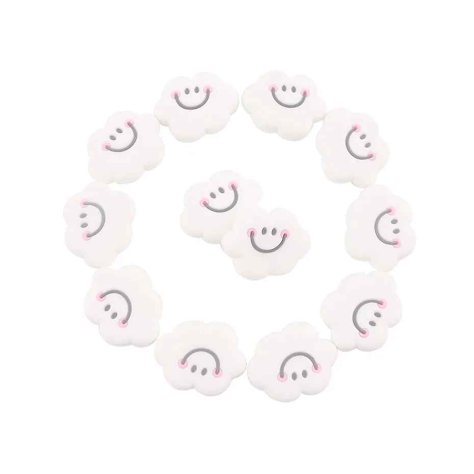 5 шт., силиконовые шарики в форме облака, детские мини-прорезыватели для зубов, силиконовые бусины для прорезывания зубов, сделай сам, ожерелье, соска, цепь, жевательные изделия для детей