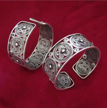 

Free shipping Handmade Miao silver bracelet bracelet traditional pinch fillet butterfly drum bracelet
