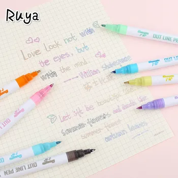 

Writing Double Line brush Pen for Art copic Markers Colored Marker Pens Calligraphy Drawing School Office Supplies manga colores