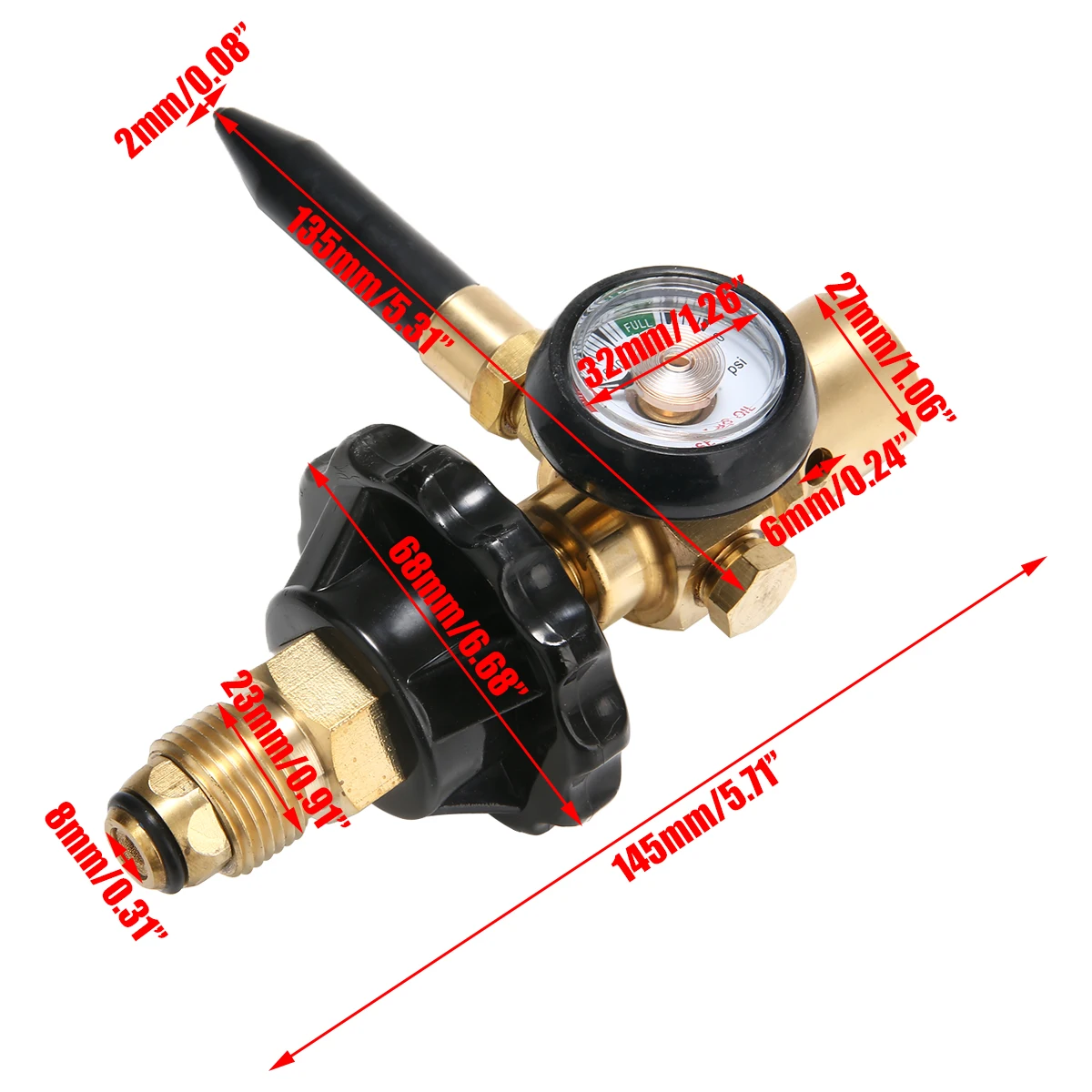 Helium Latex Balloon Air Inflator Regulator with Pressure Gauge for G5/8 Tank Valves 3000PSI Pressure Reducer