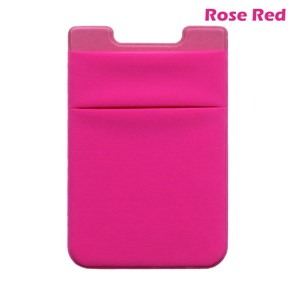 rose red Новинка, 1 шт., унисекс, Модный Эластичный кошелек для мобильного телефона, держатель для сотового телефона, чехол, лайкра, клейкая наклейка, карман, кредитный ID держатель для карт - Цвет: rose red