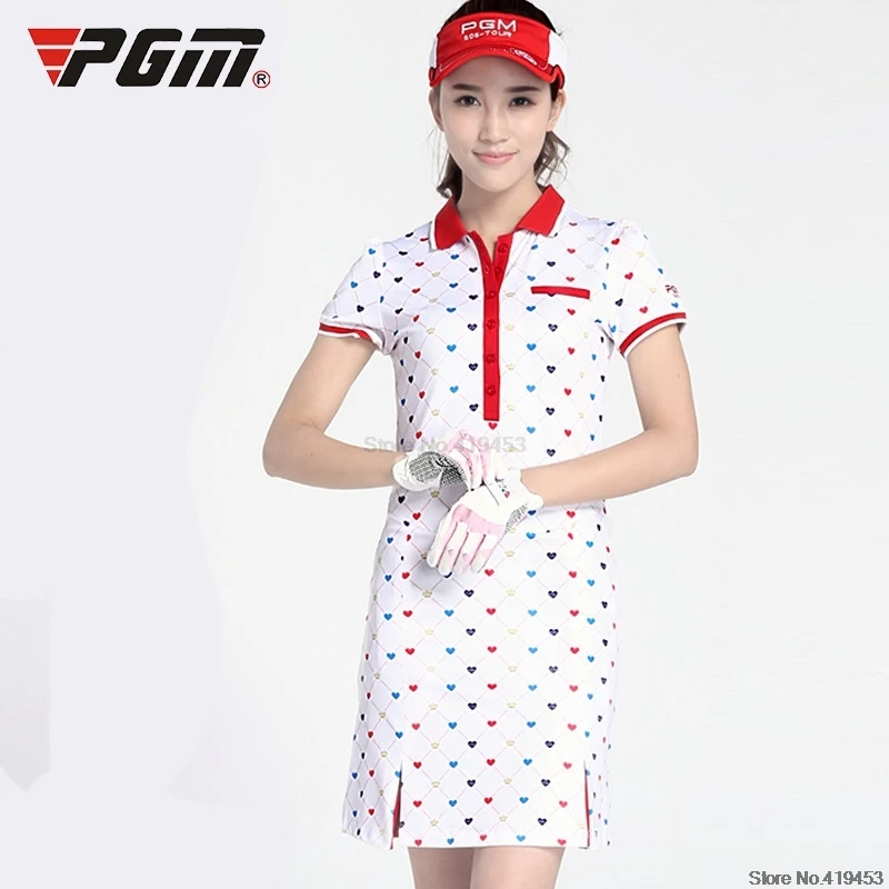 Pgm женское платье для гольфа, эластичная тонкая юбка для гольфа с принтом, женское дышащее хлопковое Спортивное платье, женская быстросохнущая Спортивная одежда для тенниса, D0372