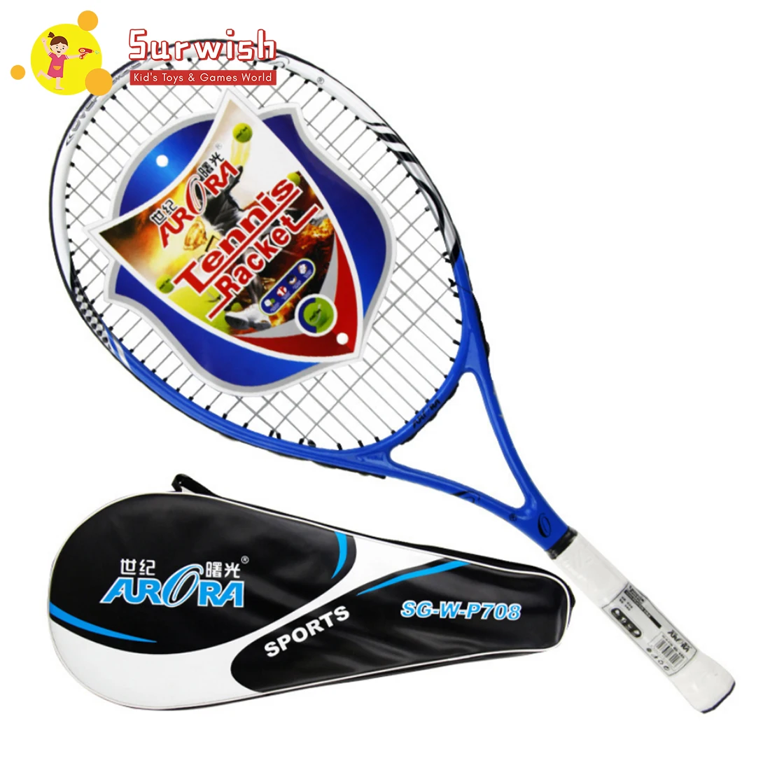 

1Pc Carbon Aluminum Alloy Sports Tennis Racket Training Racquet - Blue/Yellow