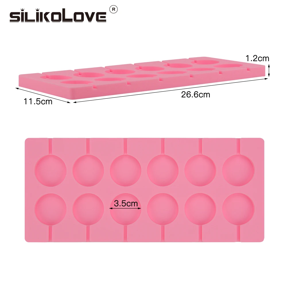 Silicolove 12 Полость леденец шоколадная форма с палочками круглая силиконовая для