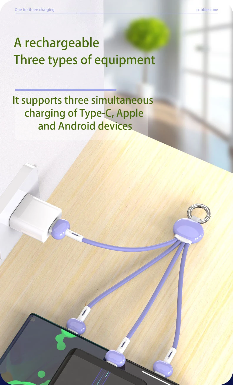 long iphone charger Keychain 3 in 1 USB Type C Cable for iPhone 13 12 11 XS X XR 3in1 2in1 USB Cable Charger Micro USB Type C Cord for Xiaomi Redmi iphone usb cable