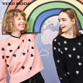 

Vero Moda New Women's Peach Heart Paillette Drop-shoulder Knit Sweater | 319313562