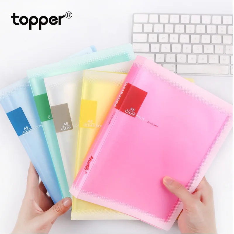 Color Matte A5 Display Book Folder Information Book Transparent Pocket Office Paper Storage Clip 10 20 30 40 60 Pages File Folder Aliexpress