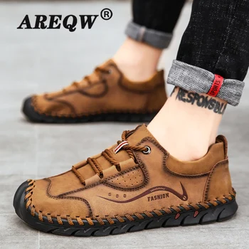 

High Quality Summer Shoes Men Leather Breathable Hanmade Male Shoes Mens Shoes Big Size Casual Shoes Lightweight