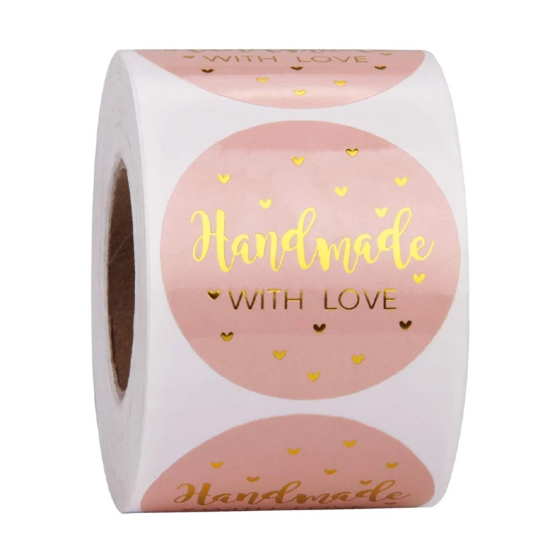 100-500pcs adesivi fatti a mano rosa cuore 1 pollice adesivi per matrimoni per bomboniere decorazione buste sigilli adesivi di cancelleria